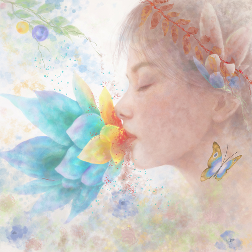 digital figurative art layered with nature images