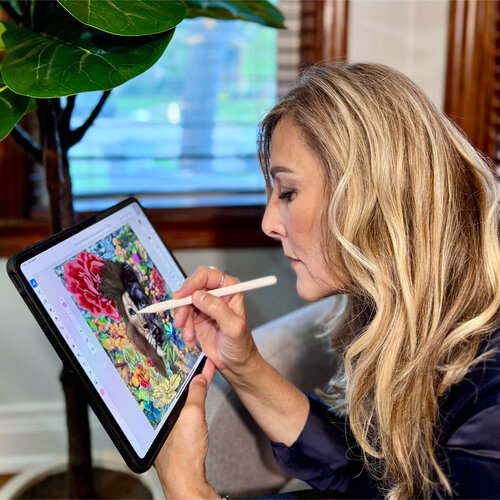 artist working on a digital art painting