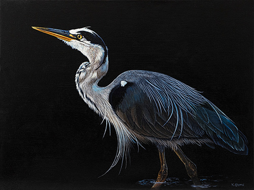 painting of a night bird by Kendra Stone