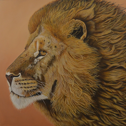 acrylic painting of a lion