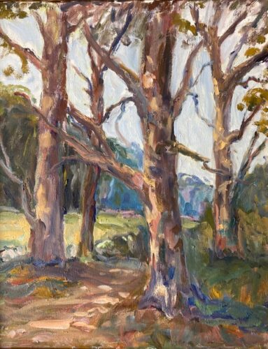 landscape painting of English plane trees