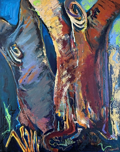 abstract painting of a group of trees