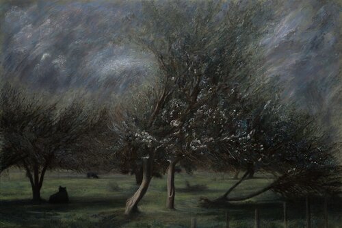 oil painting of a nocturnal landscape
