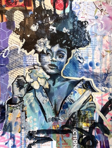 layered semi-abstract portrait of a woman