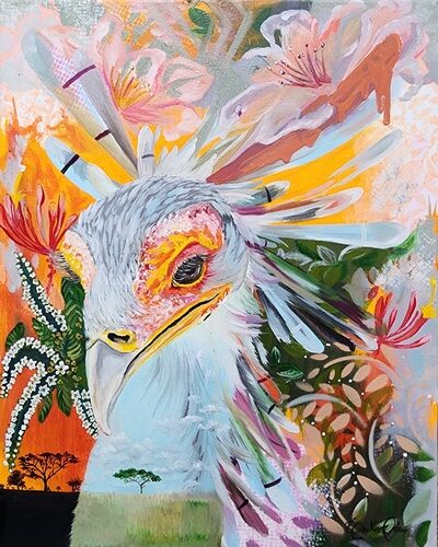 painting of a secretary bird