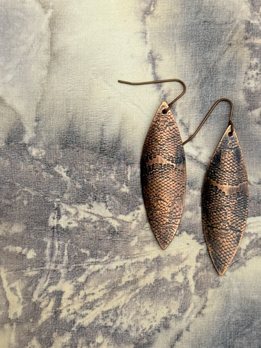handmade textured copper earrings