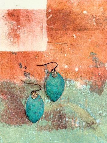 handmade copper patina earrings