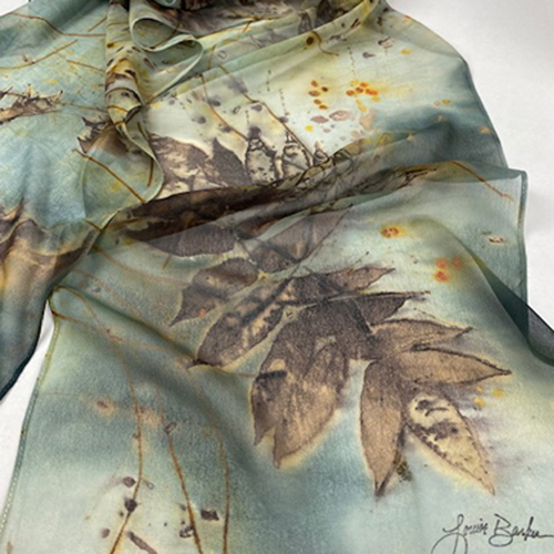 hand dyed eco printed scarf
