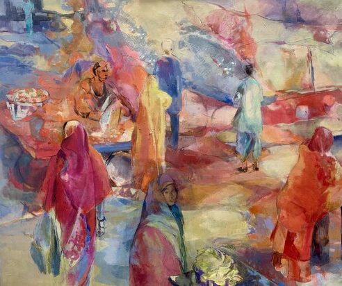 colorful layered painting by Susan Zwirn