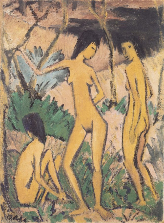 Otto Mueller, Three Acts in a Landscape (Drei Akte in Landschaft), 1919, Brücke Museum, Berlin, Germany, die brucke's magician
