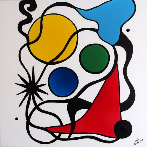 abstract painting in primary colors