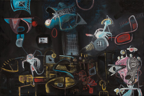 dark and surreal mixed media painting