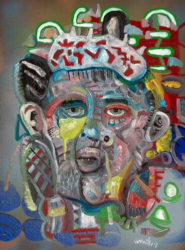 surreal mied media portrait