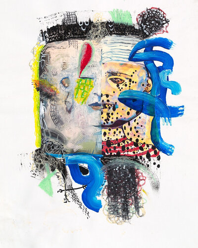 surreal mixed media collage with Buddha