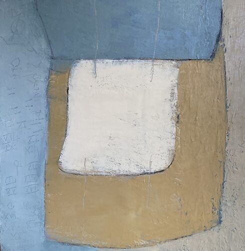 oil and cold wax painting in simple abstract design