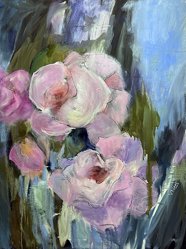 softly ethereal oil painting of flowers