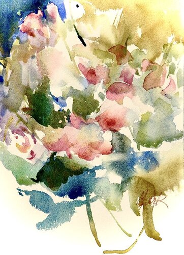 watercolor painting of a floral bouquet