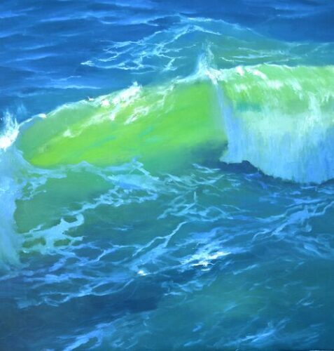 oil painting of waves in the ocean