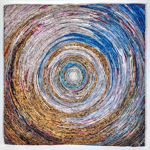 upcycled art in a circular pattern