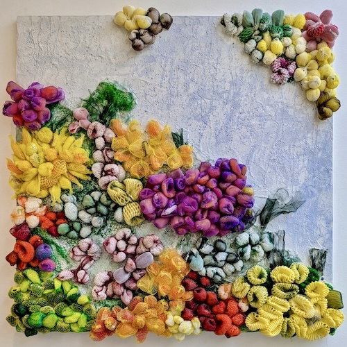 coral garden themed art from upcycled materials