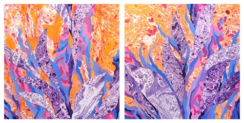 colorful textural floral art collage