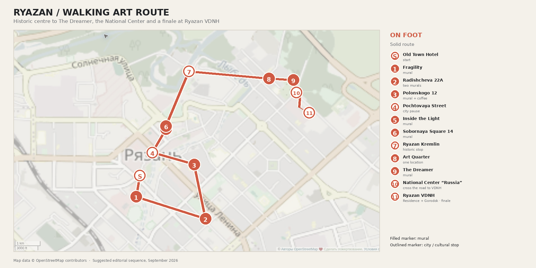 Suggested order of stops. Connecting lines are schematic. Map data © OpenStreetMap contributors.