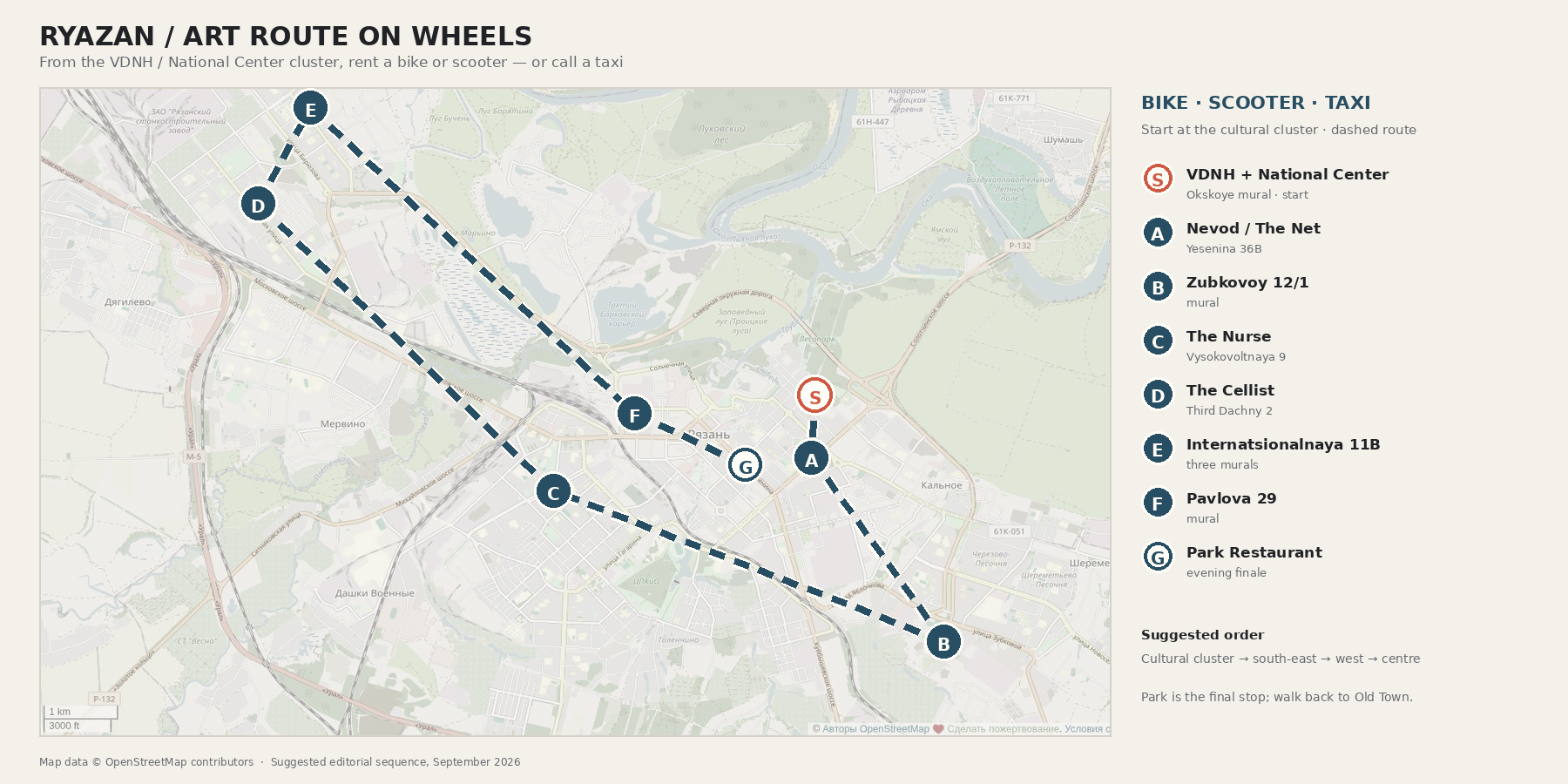 Suggested order of stops. Connecting lines are schematic. Map data © OpenStreetMap contributors.