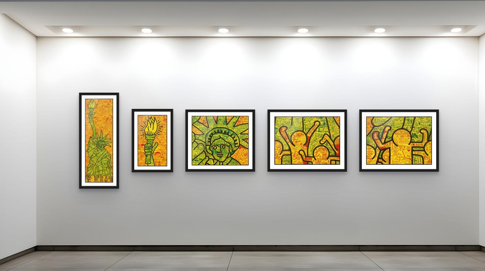 Presentation of the complete Liberty banner print alongside four detail editions from ICONIC’s 2026 CityKids collection